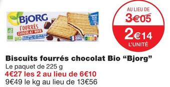 Monoprix Bjorg biscuits fourrés chocolat bio offre