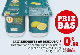 U Express U lait fermente au bifidus offre