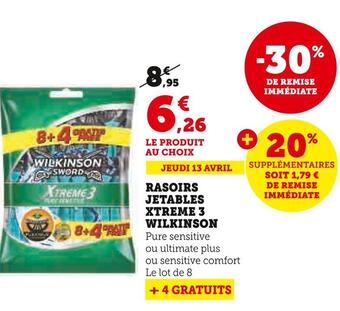 U Express Wilkinson rasoirs jetables xtreme 3 offre