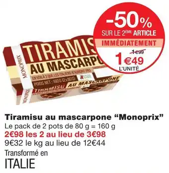 Monoprix Monoprix tiramisu au mascarpone offre