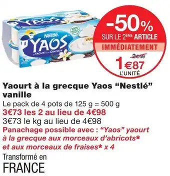 Monoprix Nestlé yaourt à la grecque yaos vanille offre