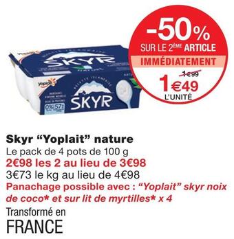 Monoprix Yoplait skyr nature offre