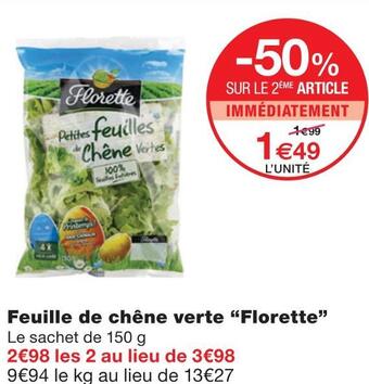 Monoprix Florette feuille de chêne verte offre