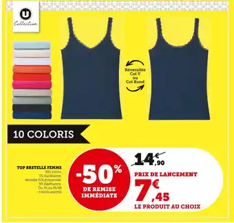 Super U U collection top bretelle femme offre