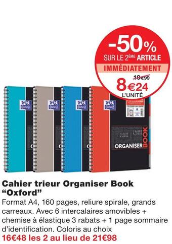 Monoprix Oxford cahier trieur organiser book offre