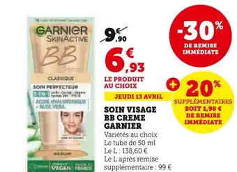 Super U Garnier soin visage bb creme offre