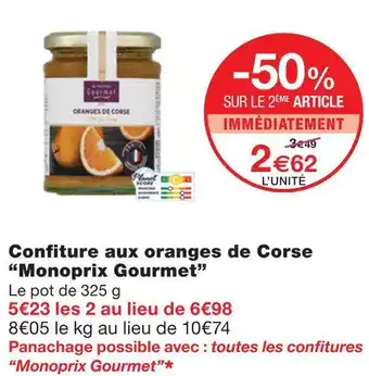 Monoprix Monoprix gourmet confiture aux oranges de corse offre