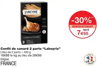 Monoprix Labeyrie confit de canard 2 parts offre