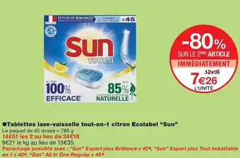 Monoprix Sun tablettes lave-vaisselle tout-en-1 citron ecolabel offre