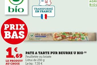 U Express U pate à tarte pur beurre bio offre