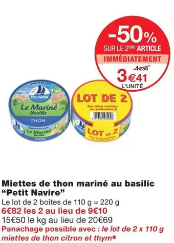 Monoprix Petit navire miettes de thon mariné au basilic offre