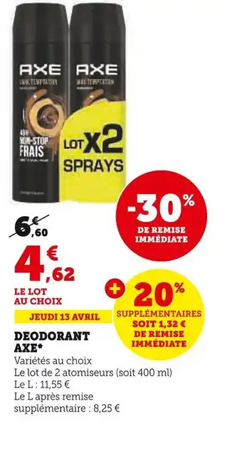 U Express Axe deodorant* offre