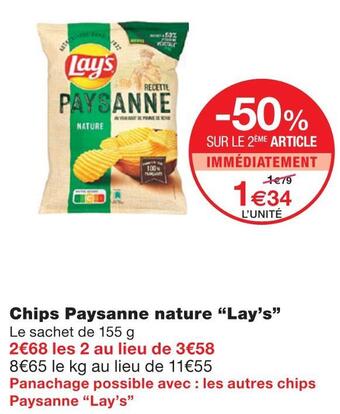 Monoprix Lay's chips paysanne nature offre