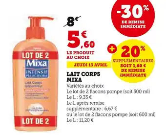 U Express Mixa lait corps offre