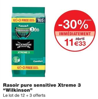 Monoprix Wilkinson rasoir pure sensitive xtreme 3 offre