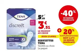 Super U Tena serviettes offre