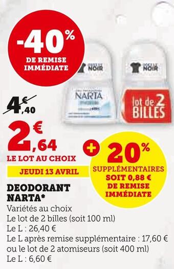 Super U Narta deodorant* offre