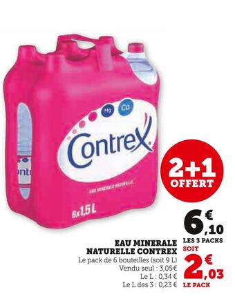 Super U Contrex eau minerale naturelle offre