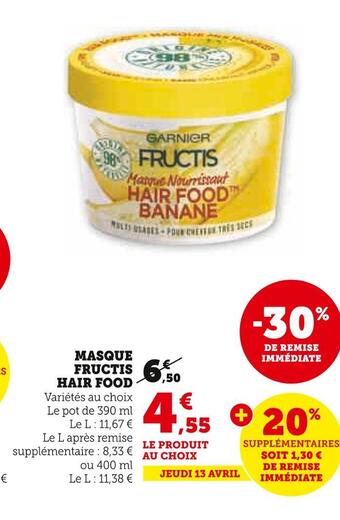 U Express Garnier masque fructis hair food offre