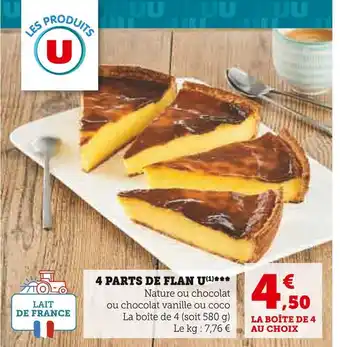 Super U U 4 parts de flan offre