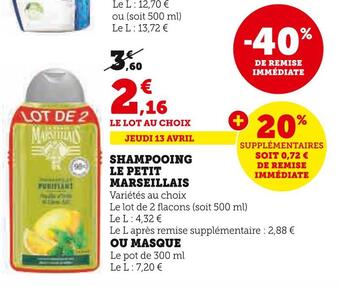 U Express Le petit marseillais shampooing offre
