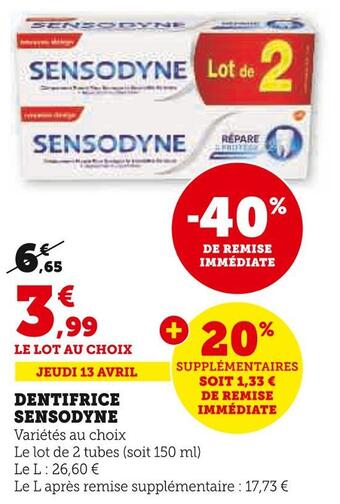 U Express Sensodyne dentifrice offre