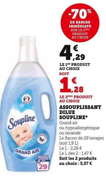 Super U Soupline assouplissant dilue* offre