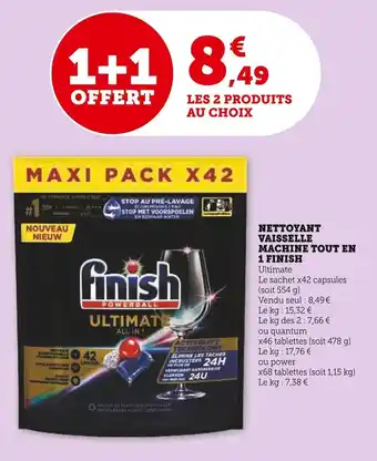 Super U Finish nettoyant vaisselle machine tout en 1 offre