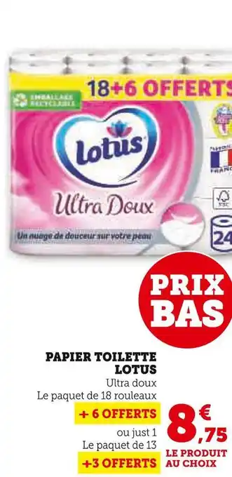 Super U Lotus papier toilette offre