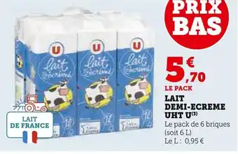U Express U lait demi-ecreme uht offre