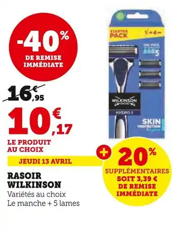 Super U Wilkinson rasoir offre