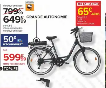Carrefour Toplife vélo à assistance électrique offre