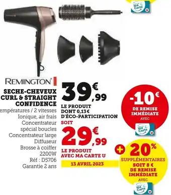 Super U Remington seche-cheveux curl & straight confidence offre