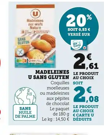 Super U U sans gluten madeleines offre