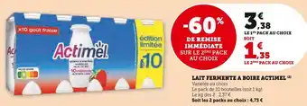 Super U Actimel lait fermente a boire offre