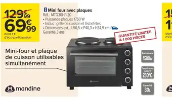 Carrefour Mandine mini four avec plaques offre