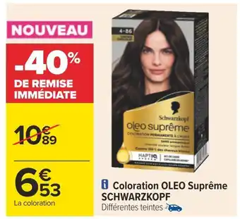 Carrefour Schwarzkopf coloration oleo suprême offre