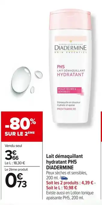Carrefour Market Diadermine lait démaquillant hydratant ph5 offre