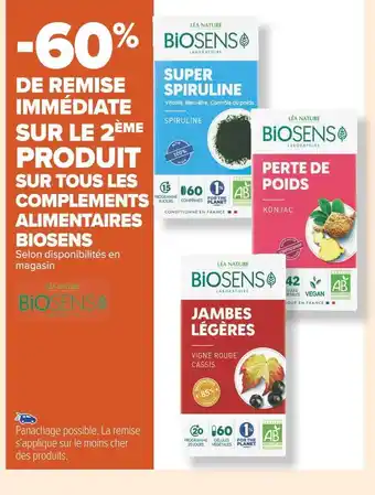 Léa nature -60% de remise immédiate sur le 2ème produit sur tous les complements alimentaires biosens léa nature