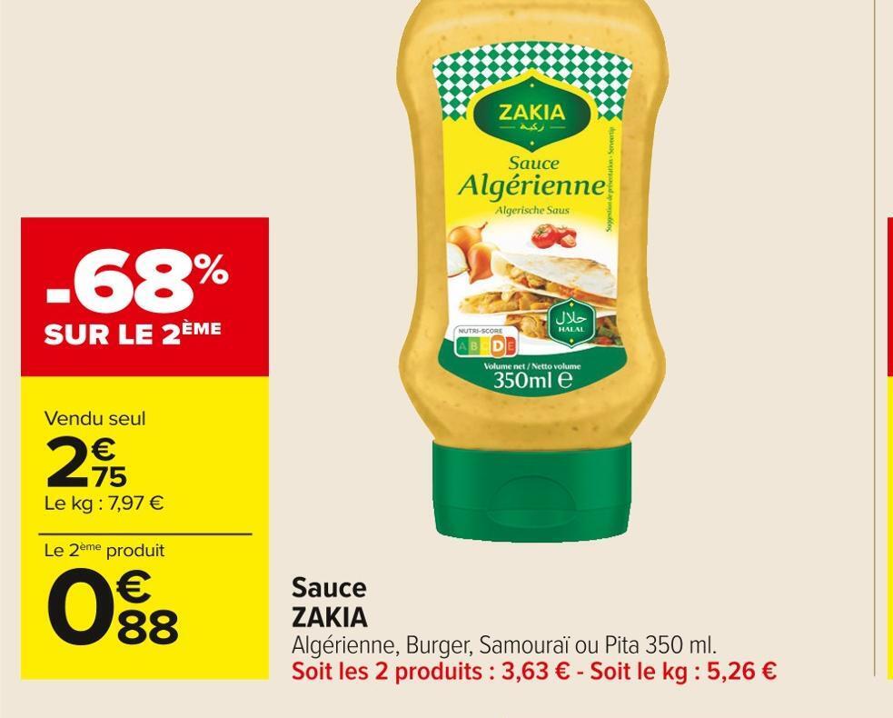Promo Zakia sauce chez Carrefour Market