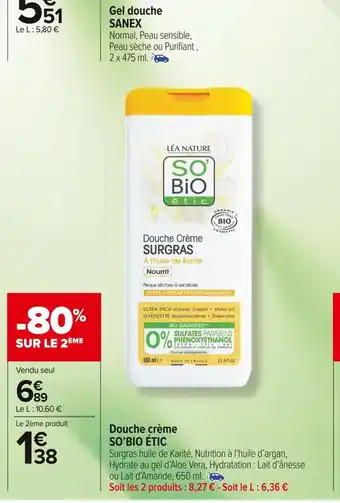 Carrefour Market So’bio étic douche crème offre