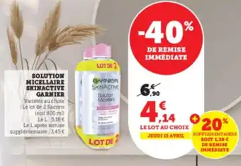Super U Solution micellaire skinactive GARNIER offre