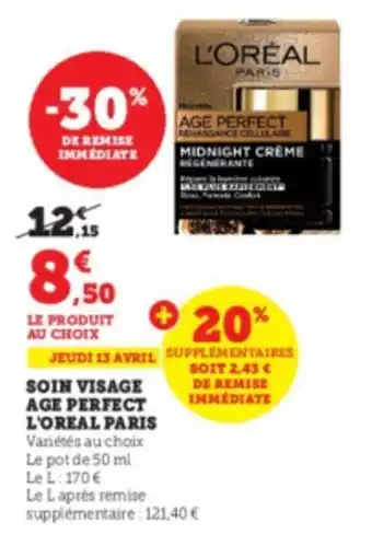 Soin visage age perfect l'oreal paris