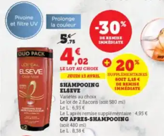 Super U Shampooing ELSEVE offre