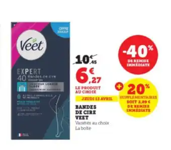 Super U Bandes de cire veet offre