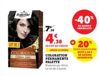 Super U Coloration permanente palette offre