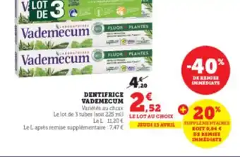 Super U Dentifrice VADEMECUM offre