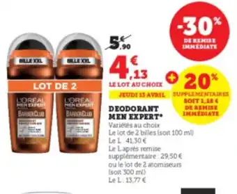 Super U Deodorant men expert offre