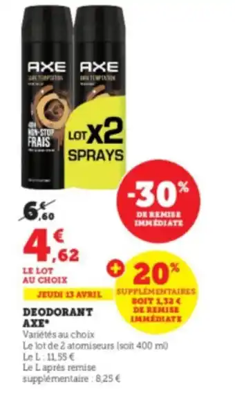Super U Deodorant AXE offre