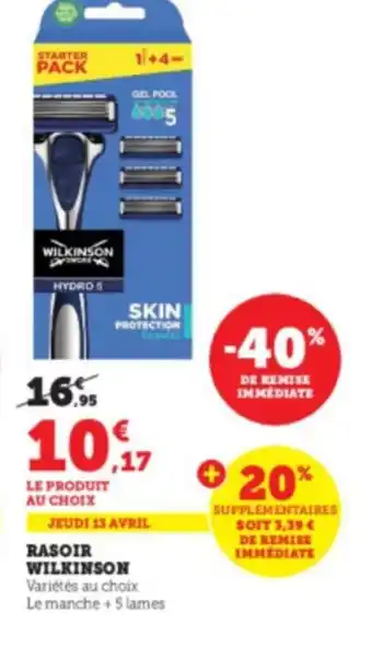 Super U Rasoir WILKINSON offre